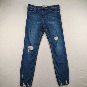 Free People Skinny Jeans Womens sz 30 Distressed Raw Hem High Rise